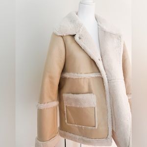 BoohooPlus Bonded Faux Fur Trim Aviator Jacket